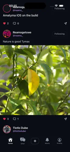 Amatyma community feed showing a shared post